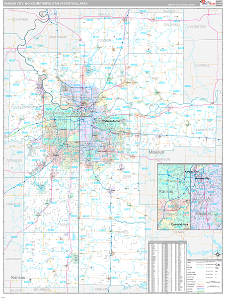Kansas City, MO Metro Area Wall Map
